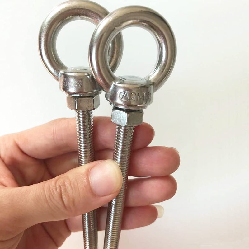 HYXXYY Stainless Steel Eye Bolt  2pack M8 Shoulder Eye Bolts 5/16"" X 4""with Nuts and Washer Thread Lifting Ring Eyebolt  Long - Image 3